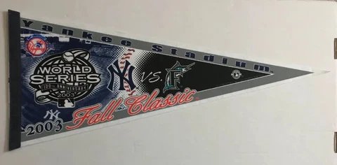 VTG 2003 New York Yankees vs Florida Marlins World Series Pennant 100th WS Jeter Cover