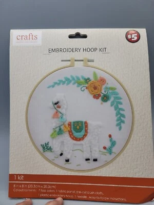 Crafts, Embroidery 8" Hoop Kit, Llama and Florals, NIP! - Image 1 of 2