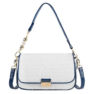 White Vegan Leather Shoulder Bag for Women, Crossbody Classic Purse - Picture 1 of 6