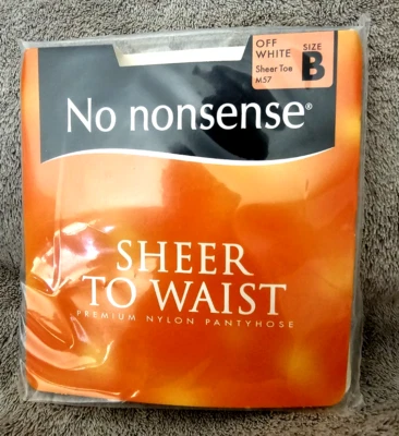 Pantimedias transparentes a la cintura sin tonterías ~ Talla B ~ Blanco roto con punta transparente Foto 1 de 2