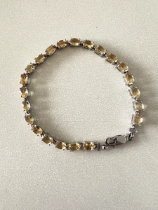 14kt.white gold tennis bracelet with 4.0ct. oval cut citrine 8.30 grams. - Picture 1 of 7