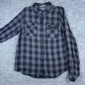Harley-Davidson Button Up Hemd Damen Medium Grau Schwarz Kariert Langarm - Bild 1 von 13