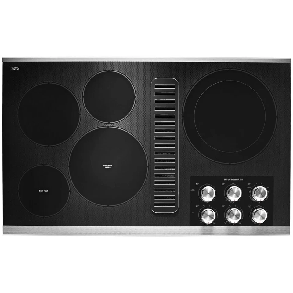 Cocina eléctrica de tiro descendente KitchenAid KCED606GSS 36" 5 quemadores Foto 1 de 1