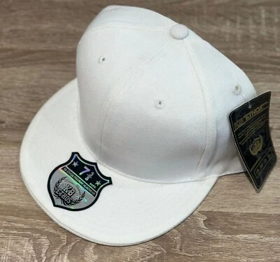 Ethos plain fitted cap, white flat peak cap, premium imported from U.S.A - Image 1 of 4