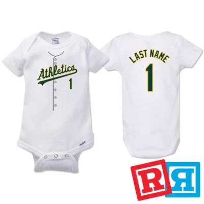 Personalized Oakland Athletics Gerber Baby Onesie® Cotton White Custom Bodysuit - Image 1 of 4