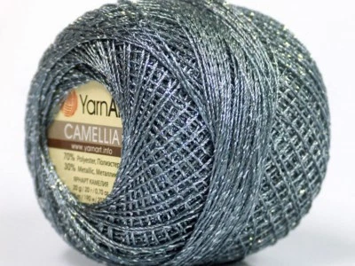 Gray Silver Metallic Braid Thread Cross Stitch 20gr YarnArt Camellia 52250 - Image 1 of 2