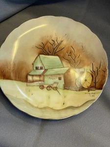 Vintage Hand-Painted Plate, "Old Country Mill" 6.5" - Picture 1 of 5