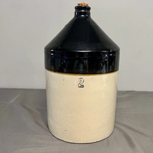 Jarra de 2 galones de whisky Moonshine de gres esmaltado con sal de 2 tonos con corcho de colección - Imagen 1 de 14