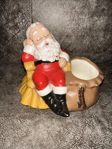 Fioriera Babbo Natale vintage in ceramica dipinta a mano firmata - Foto 1 di 4