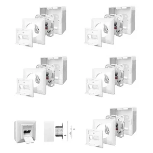 5 x prise réseau Cat.6A 2 ports RJ45 blindée blanche prise combinée encastrée + encastrée - Photo 1/12