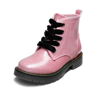 Kids Girls Boys Fashion Glitter Ankle Boots Side Zipper PU Leather Combat Boots - Image 1 of 4