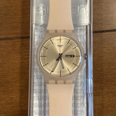 Reloj Swiss Swatch ROSE REBEL Rosa Pálido Silicona Día-Fecha 40mm SUOT700 Foto 1 de 4