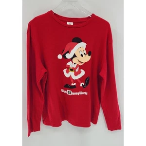 Disney Mickey Mouse Weihnachten Herren Waffel Strick Shirt Medium Santa Langarm - Bild 1 von 9