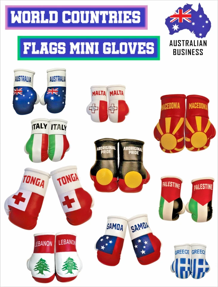 Recuerdo, adorno, banderas de países del mundo, mini guantes de boxeo con diseños de banderas Foto 1 de 1