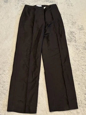 Calvin Klein Pantalones Mujer 2 Negro Mezcla de Lino Traje Vestido Informal Pantalones Foto 1 de 4