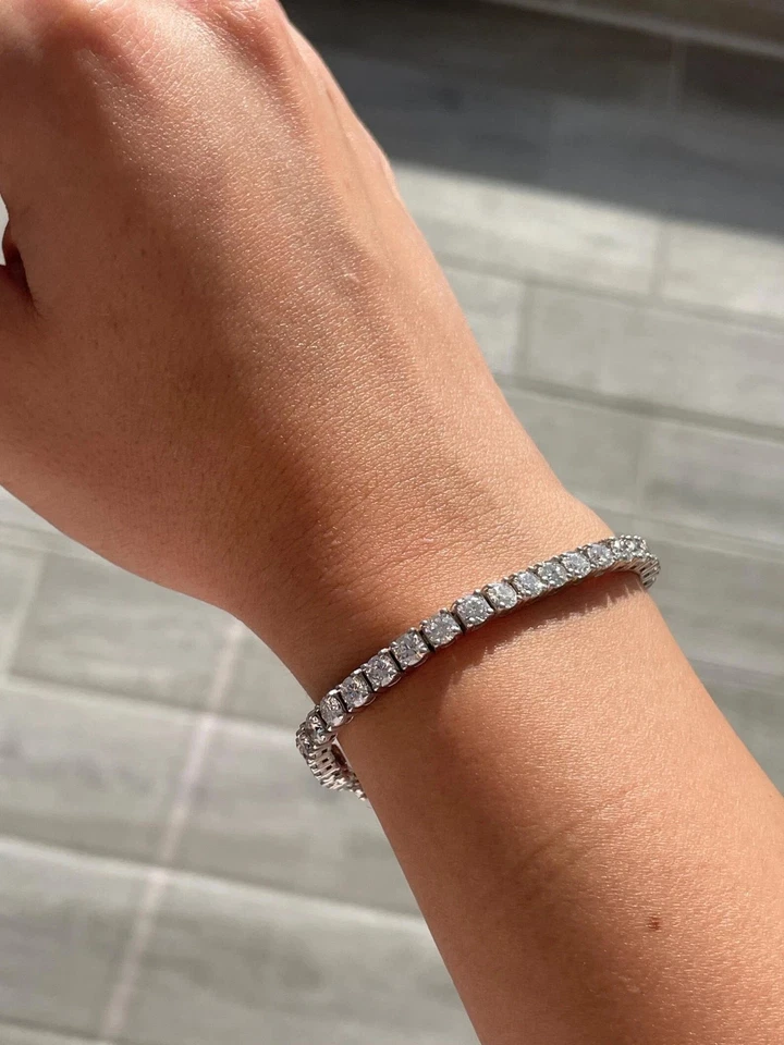 8.5CT Lab Created 7" Diamond Tennis Bracelet Round 10K White Gold For Women's - Image 1 of 4