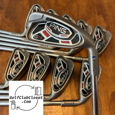 PING G15 Iron Set / Blue Dot* 3-PW-UW-SW Regular Flex* Steel AWT - Image 1 of 4