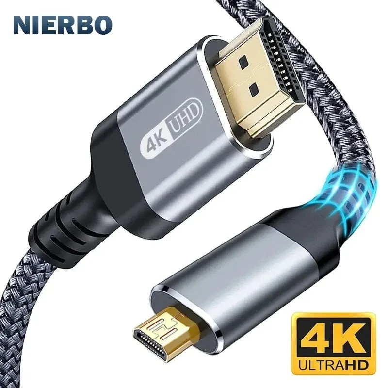 Micro HDMI to HDMI 2.0 Cable Male-Male 4K@60Hz 2K@165Hz for Camera TV - Image 1 of 4