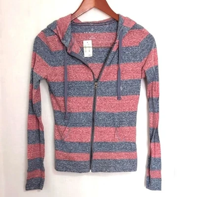 Prince & Fox красный серый полоски молнии с капюшоном куртки размер маленький, новый с ярлыками - Изображение 1 из 4