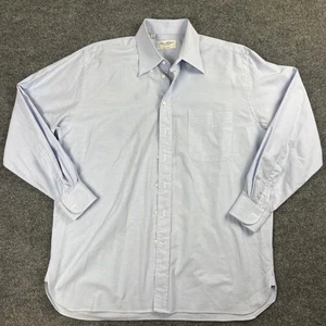 Ben Silver Charleston 16.5/34 Long Sleeve Button Down Shirt Solid Blue Cotton - Picture 1 of 6