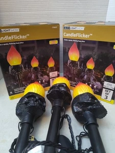 Gemmy Halloween 3 Set Scintillante Cavo LED Palo Luci Teschio Fuoco Fuoco Fuori Produzione - Foto 1 di 10