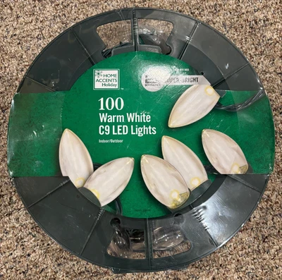 NEW Home Accents 100 Warm White Super Bright C9 LED String Lights 65' Christmas - Image 1 of 3