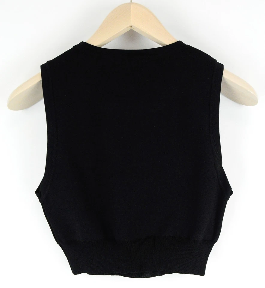 WHO WHAT WEAR Women Top XL Black Sleeveless Plain Cropped Round Neck Casual * - Image 1 of 4