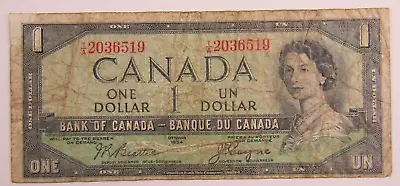 CANADA, $1, QEII, DEVIL'S FACE, 1954 - Image 1 of 2