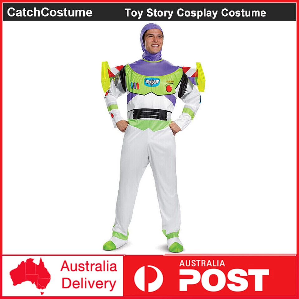 Adults Men Toy Story Buzz Lightyear Costume Book Week Halloween Cosplay Jumpsuit - Image 1 of 4