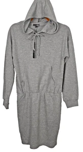 Fashion Nova Gray Sweatshirt Hoodie Dress NWT Size M Long Sleeve Pouch NEW # - Picture 1 of 12