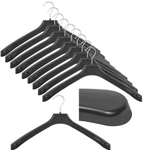 10 Garderobenbügel Kleiderbügel Anti Rutsch 50 cm schwarz Kunststoff groß - Bild 1 von 4