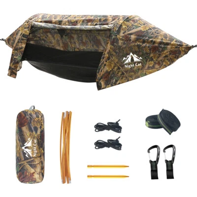 Hängematte Outdoor mit Moskitonetz Regenfliege für 2 Personen 300kg Traglast - Bild 1 von 4