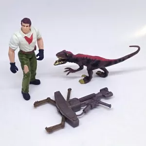 Jurassic Park 3 Dr Alan Grant & Velociraptor figure with grabber JP3 dinosaur - Picture 1 of 3