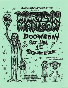 Volante de concierto Marilyn Manson 1994 verde apretado - Imagen 1 de 1