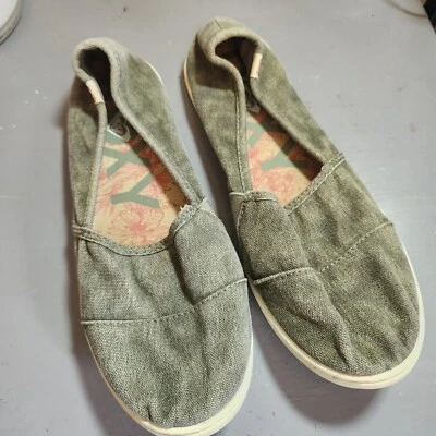 Zapatos planos ROXY de lona sin cordones para mujer talla 10 verdes cómodos Brody IV textil Foto 1 de 4