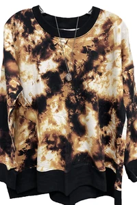 SUDADERA NUEVA CON ETIQUETAS LuLaRoe Mediana Negra Marrón Dorado Crema Tie Dye Hannah - Imagen 1 de 9
