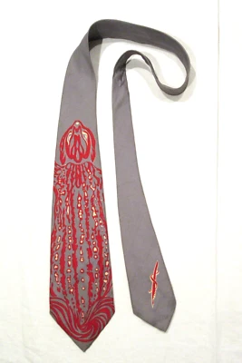 VINTAGE TIE NECKTIE 1940S 1950S NAUGHTY WET BEAVER HANNYS PHOENIX SILK LEWD NT39 - Image 1 of 4