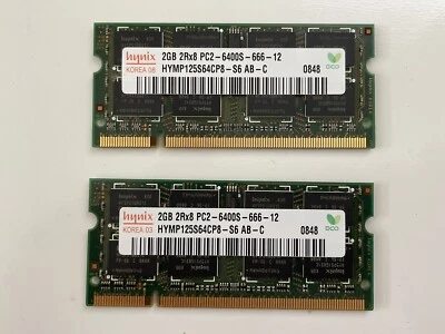 HP HYNIX  (2x 2gb) 2RX8 PC2 - 6400S - 666 - 12 RAM CARD MEMORY CARD WORKS FINE! - Image 1 of 2
