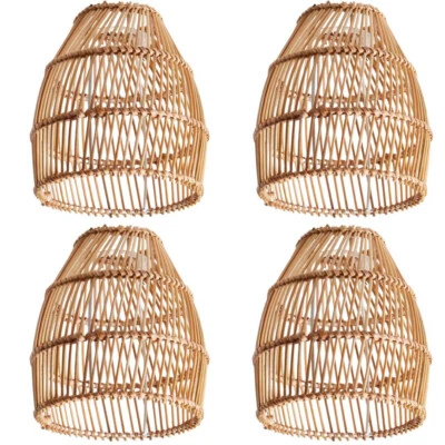 (4) 6.7 in. Natural Brown Bamboo Cone Shaped Pendant Shade with 2.25 in. New - Image 1 of 4