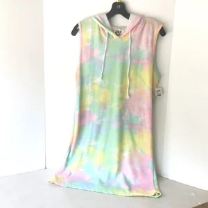 Women’s Pastel Tie-Dye Hooded Sleeveless Beach Swimsuit Cover-Up NWT Size M - Picture 1 of 4