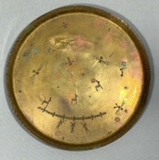 Vtg Antique Mendelssohn Etched Brass Tray Dragonflies Arts & Crafts Germany