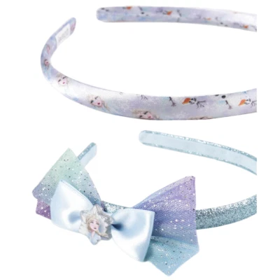 SET 2 CERCHIETTI FROZEN  DISNEY ELSA CERCHIETTO CON FIOCCO ACCESSORI CAPELLI - Immagine 1 di 4