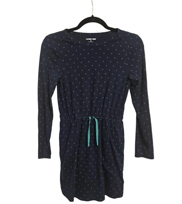 Vestido LANDS' END para niña 8/10 lunares manga larga vestido con cordón Foto 1 de 4