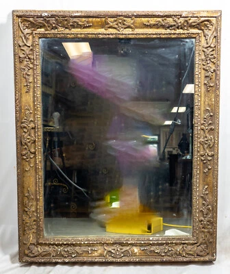 Антикварная континентальная европейская итальянская позолоченная деревянная зеркальная рамка для живописи кассетта - Изображение 1 из 4