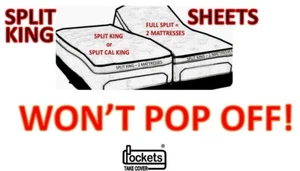 Won't Pop Off Split King Sheets Tan Split California King 1 Top Sheet Option - Picture 1 of 15