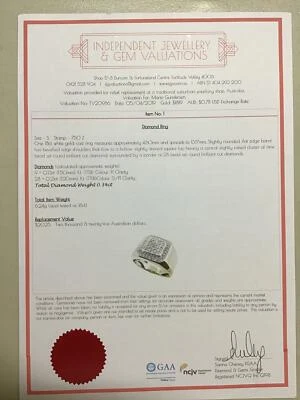 Anillo de oro blanco sólido de 18 quilates con diamantes tamaño: 9,5 estampado con certificado de valoración  Foto 1 de 4
