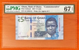 Ghana 5 Cedis 2017 Commemorative PMG 67 EPQ Suberb Gem UNC - Picture 1 of 2