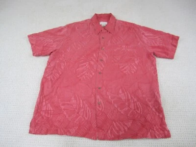 Camisa Norm Thompson Para Hombre Grande Roja Floral Con Botones Seda Informal Manga Corta Foto 1 de 4