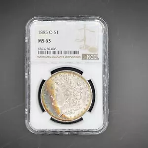 1885 O NGC MS63 MORGAN $ SILVER DOLLAR DEEP TONED VIBRANT RAINBOW TONING - Picture 1 of 6