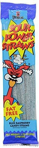 Sour Power Candy Straws Blue Raspberry 24count